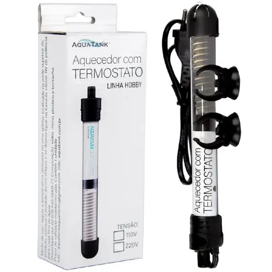 TERMOSTATO COM AQUECEDOR 50W PARA AQUARIOS ATÉ 50 LITROS AQUATANK HOBBY