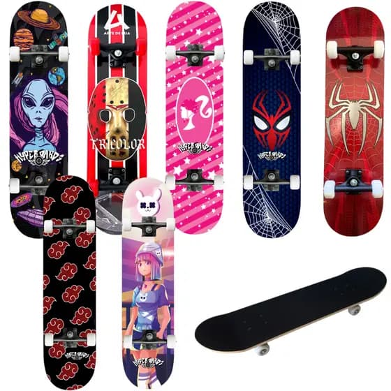 SKATE INFANTIL SEMI PROFISSIONAL MONTADO COM LIXA ESQUEITE MENINO E MENINA