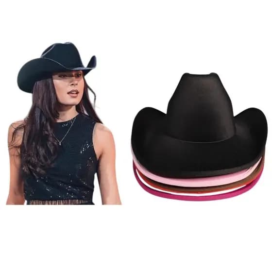 Chapéu de Cowboy Country Masculino Feminino Adulto Boiadeira Vaqueira Fantasia Festa Junina Carnaval Cosplay Ana Castela