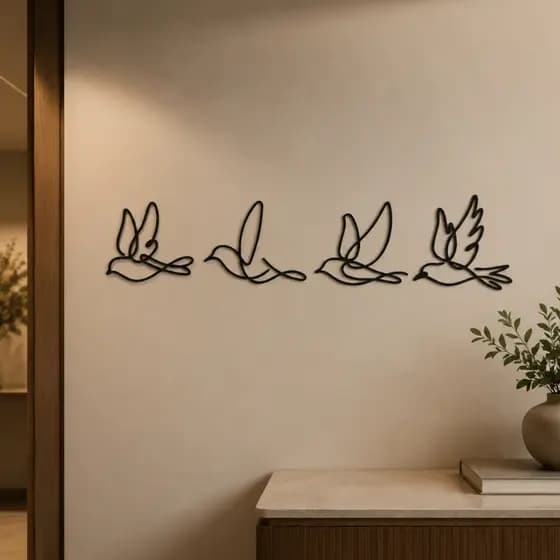 Quadro Decorativo Vazado Pássaros 3D Decoração Moderna para Sala e Quarto