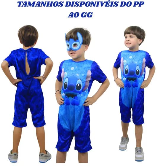 Fantasia infantil Menino Stitch com Máscara em E.V.A