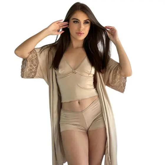 Robe Com Renda Caimento Perfeito Hobby com Amarração