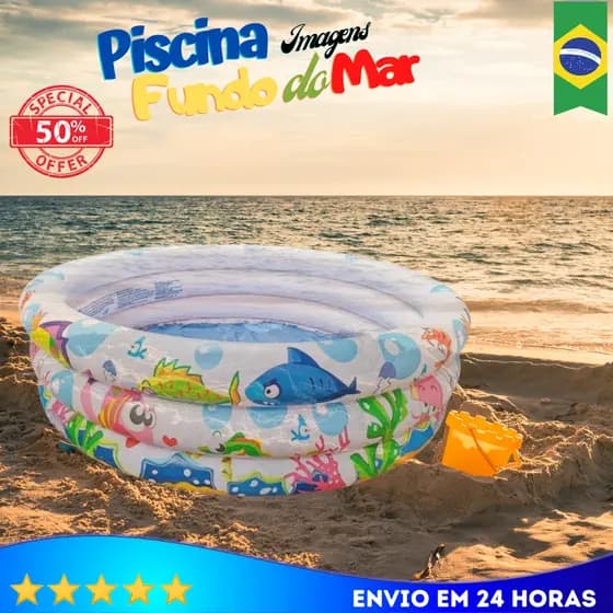 Piscina Infantil Imagens do Fundo do Mar 100lts Original WS17010-3