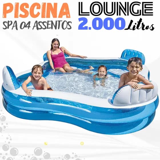 PISCINA LOUNGE PREMIUM SPA INFLÁVEL 2.000 LITROS MOD. ORIGINAL 4 ASSENTOS E 4 ENCOSTOS - MOD. BOTE.