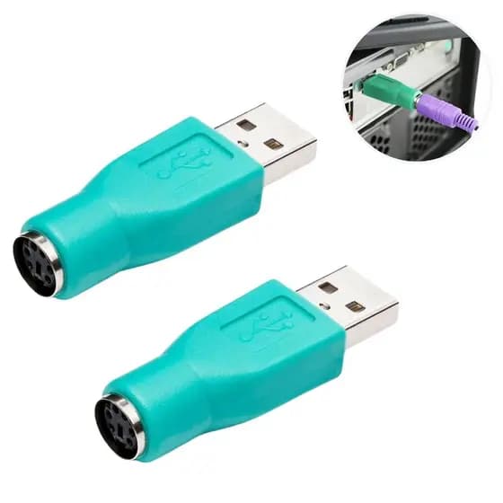 Kit Dois Adaptador Usb Macho X Mini Din Ps2 Macho Mouse Teclado Modelo Antigo Plugue Conversor