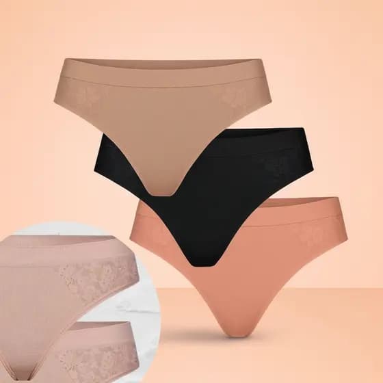 Kit 3/6 Calcinhas Tanga Feminina Selene Sem Costura Microfibra