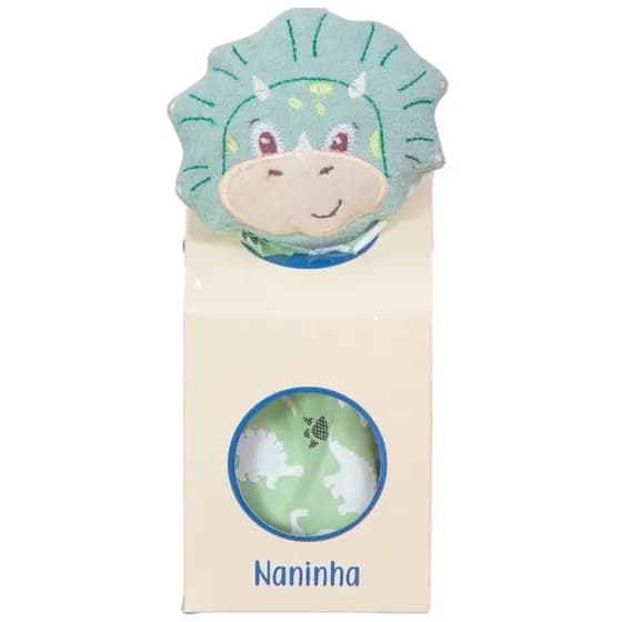 Naninha para Bebê com Prendedor de Chupeta Bichinho Dino Verde