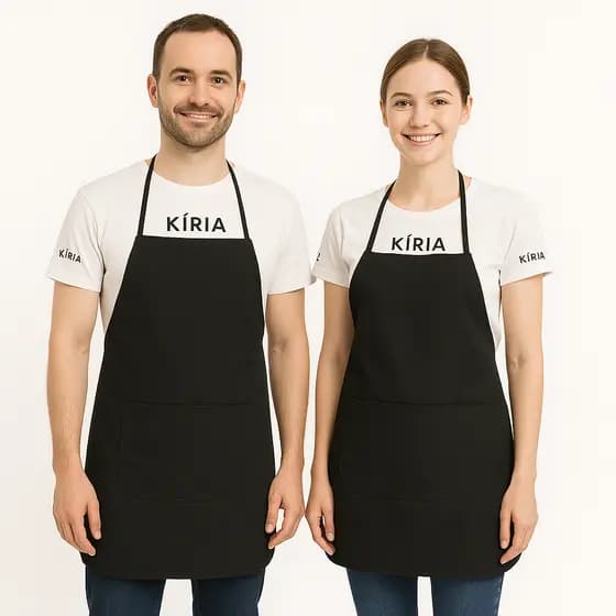 Avental com Bolso de Cozinha Lavanderia Liso Preto All Black Impermeável