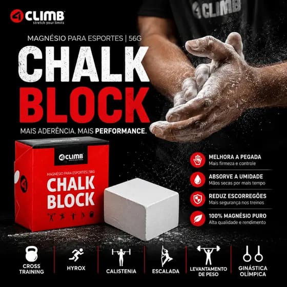 Bloco de Carbonato de Magnésio para Escalada Cross Calistenia Hyrox 4Climb