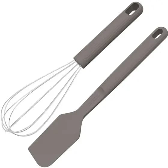 Espátula Silicone E Batedor Manual Softa Tramontina Cinza Mexer Misturar Virar Raspar Massa Brigadeiro bolo farinha trig
