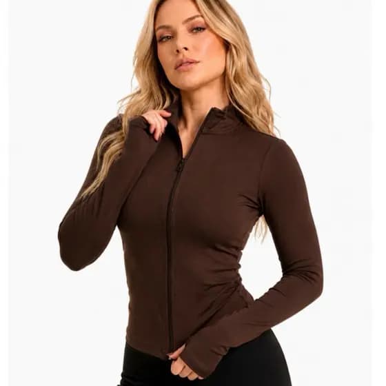 Jaqueta Blusa Feminina UV Gola Alta Suplex Confortável Moda Inverno