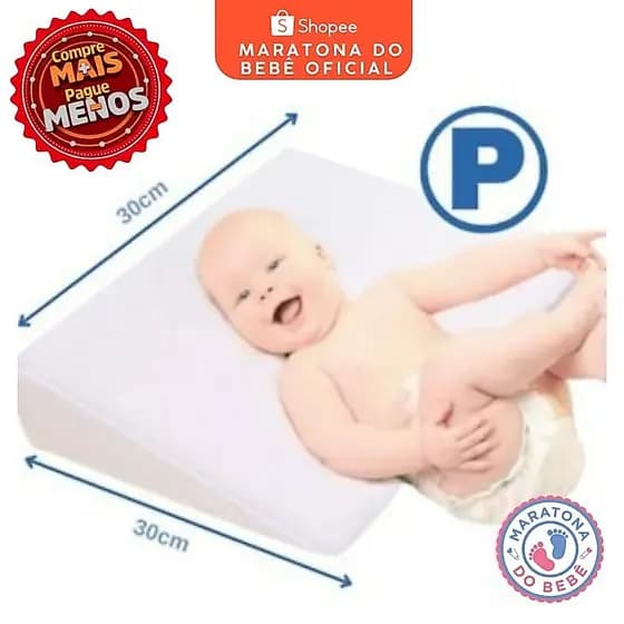 Travesseiro Anti Refluxo Carrinho Mini Berço Rampa Enchimento + 1 Fronhas Confortável
