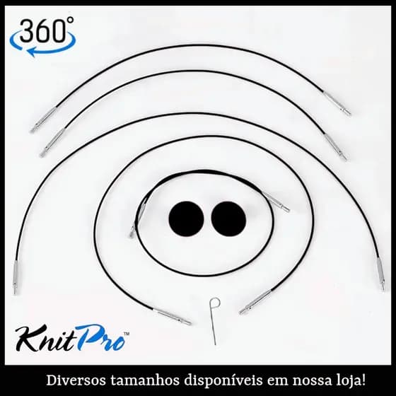 Cabo para Agulha Circular Intercambiável 360º Black Silver - Knitpro