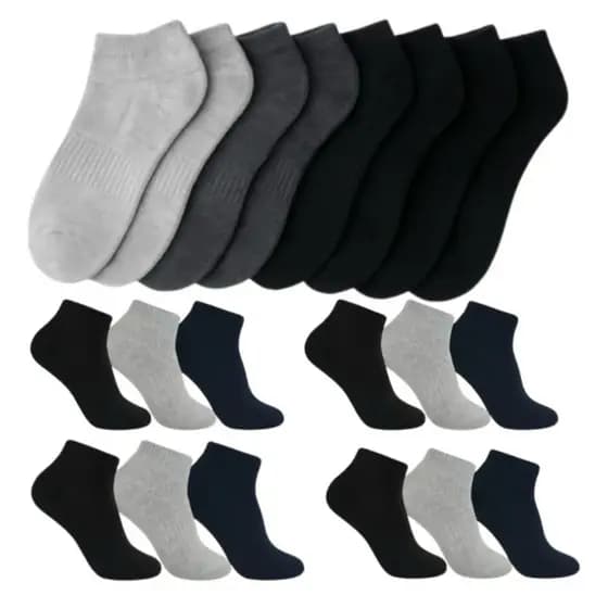Kit com até 24 Pares de Meias Soquete Masculinas e Femininas Confortáveis Respiráveis Cores Mescladas