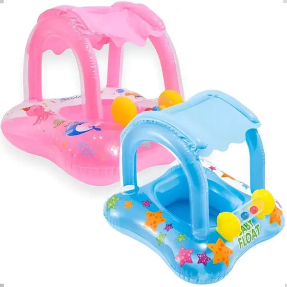 Boia bote fralda bebê com cobertura infantil e proteção Boia inflavel com Brinquedo Piscina