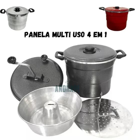 Panela Multiuso 4 em 1 Cuscuzeiro Pudim Pipoqueira Cores Diversas