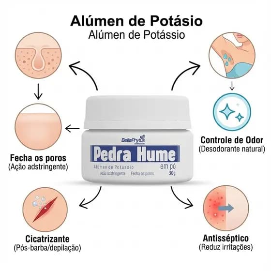 Pedra Hume Pó 100% Pura 30g Alumen de Potassio- BellaPhytus