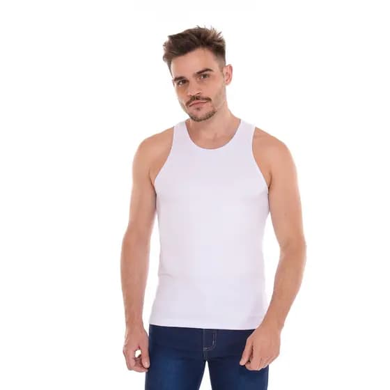 Regata Masculina Ribana Estilo Americana Camiseta Masculina Camiseta Regata Masculina Americana Canelada Rapper Algodão