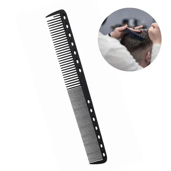 Pente de Carbono Antiestático Corte de Cabelo Barba Profissional Separador de Mechas Barbeiro Preto