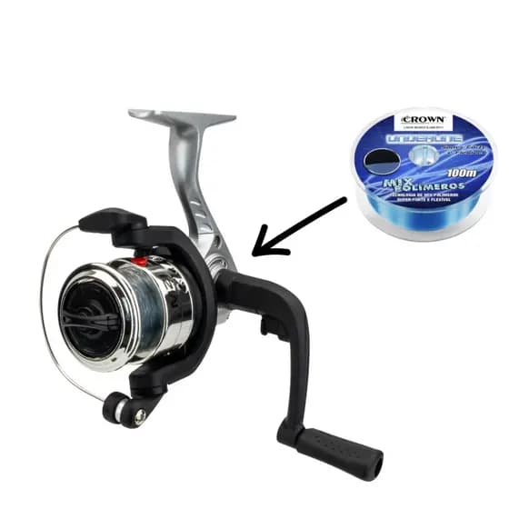 Molinete De Pesca Com Linha Voxxi MZ1 Cor Preto Com Linha Barato Pescaria