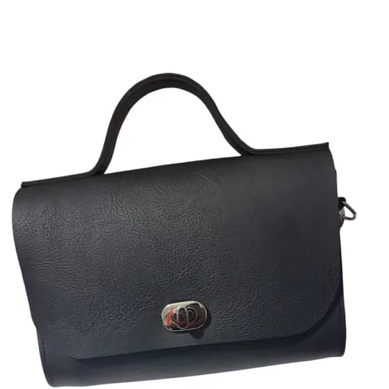 Bolsa Feminina Transversal Tiracolo Bolsa de ombro Preto Couro Sintético com Fecho Giratório