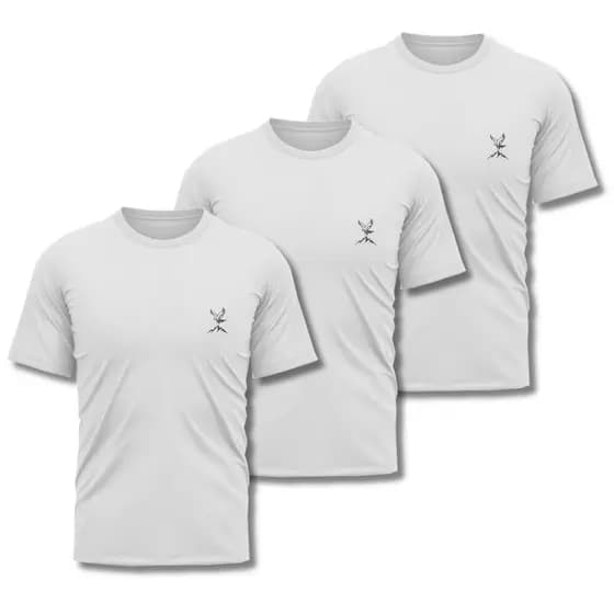 Kit 3 Camisa Camiseta Branca Dry Fit Masculina Academia Treino Esporte Exercícios Corrida Ciclismo Camisas Básica Blusa