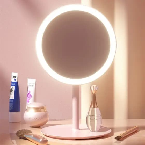 Espelho Para Maquiagem Touch Mesa Inteligente Com 3 Cores de Luz Led Portátil Dobrável Ajustável