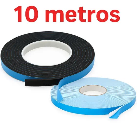 Fita de Espuma Adesiva Veda Fresta Porta Janela Vedação Acústica anti ruído isolamento acústico anti atrito EVA- 10 Mts
