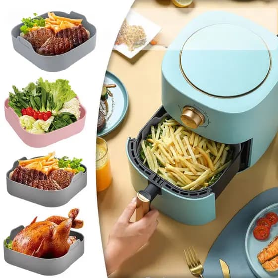 Forma De Silicone Para Air Fryer Forno Microondas Fritadeira Assadeira – Reutilizável