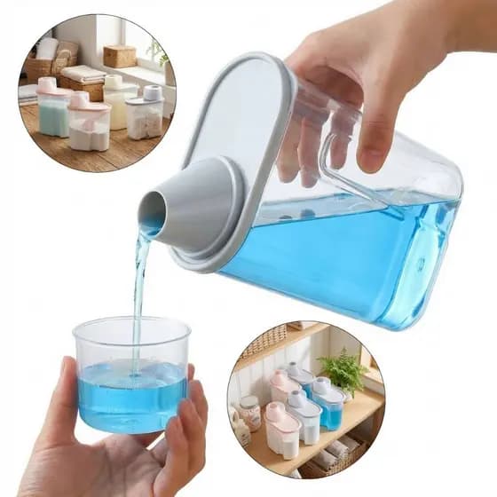 Pote 1,9 L Para Armazenamento com Bico e Copo Medidor Cozinha Mantimentos Lavanderia Multiuso