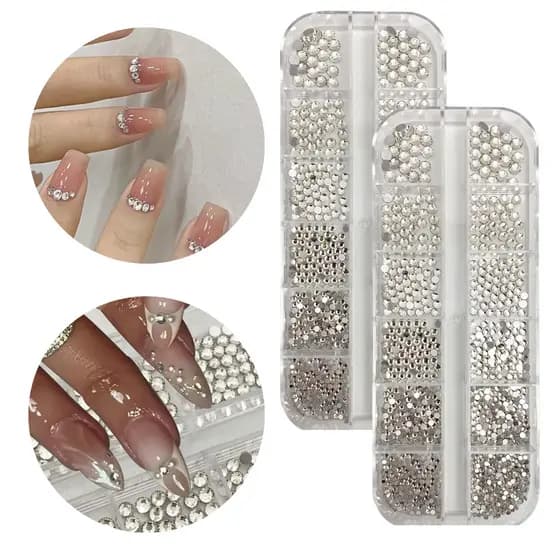 Kit 24 Pedrinhas Para Decoração De Unhas Strass Glitter Nail Art Maquiagem
