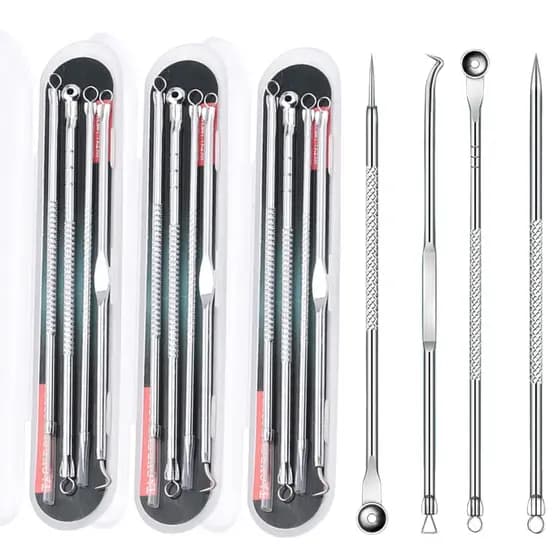 Kit 12 Pçs Acne Espinha Extrator De Cravos Profissional Removedor De Ponta Dupla Pinça