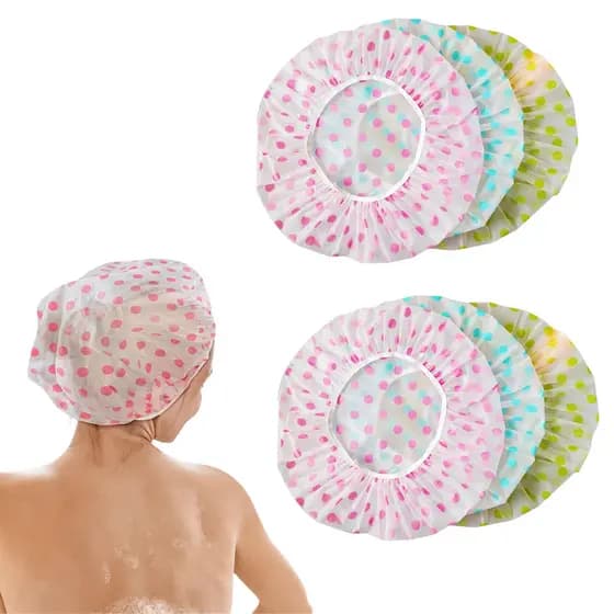Kit Touca De Banho Impermeável Reutilizável Plástico Resistente 6 Unidades