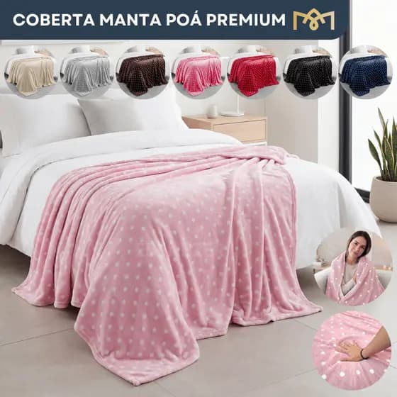 Manta Casal Poá 2,00x1,80cm Toque Aveludado Macio Quente Decoarção Sofá Cama Aconchegante Premium