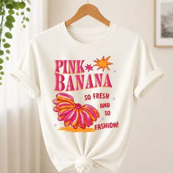 Camiseta Casual Estampada Banana Unissex Manga Curta