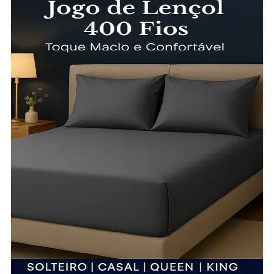 Jogo De Cama Solteiro Casal Queen King Percal 400 Fios 3 Peças Super Macio