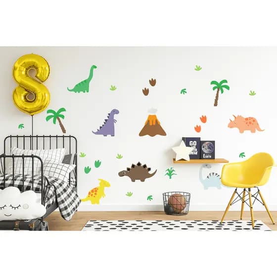 Adesivo de Parede Infantil Dinossauros Coloridos – Decoração Quarto Criança
