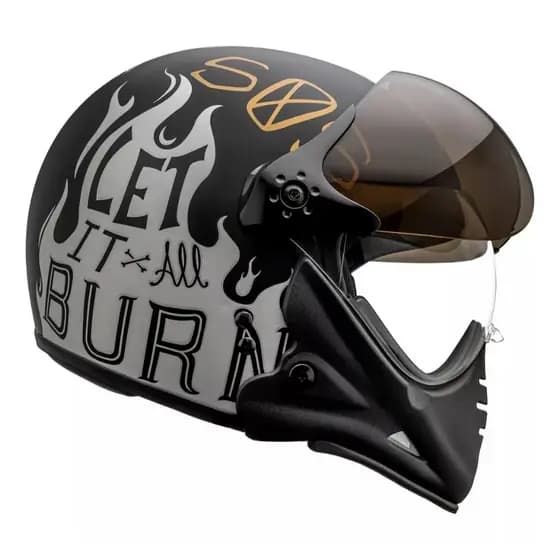 Capacete Peels F21 Burn Preto Fosco Aberto Queixeira Moto