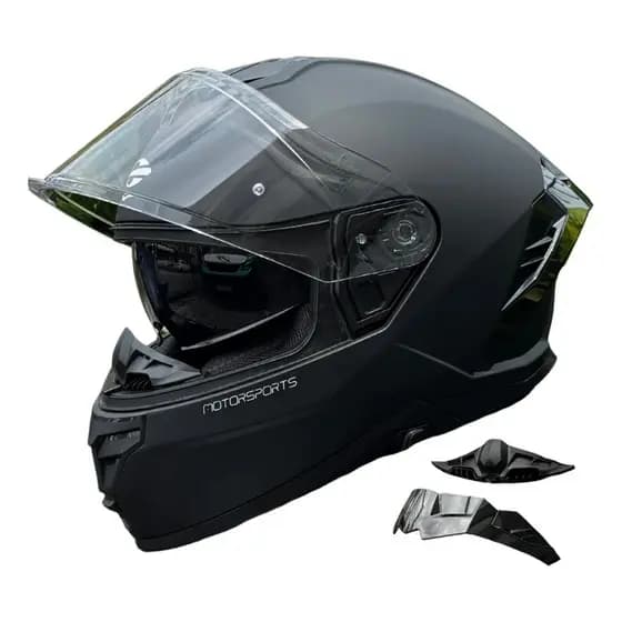 Capacete Fechado Preto Fosco Mormaii S1 Oculos Interno Solar