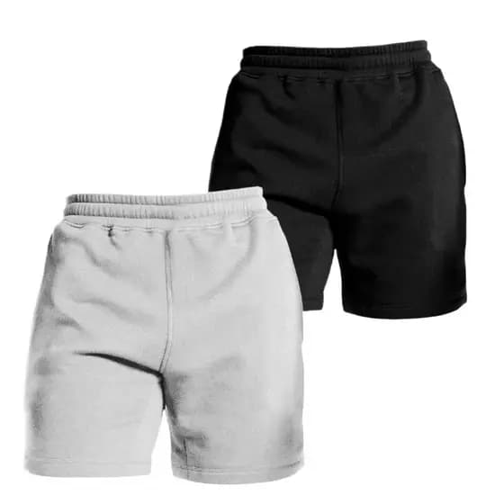 Kit 2 Bermudas Moletinho Masculino Com Elástico Na Cintura Bolso Lateral Confortável Lazer