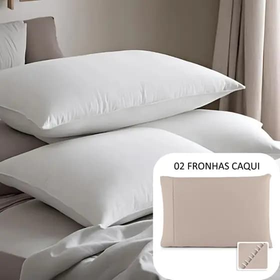 Kit 02 Travesseiros ALTO e MACIO com 02 Fronhas Algodão percal 180 fios 70x50 enchimento de silicone