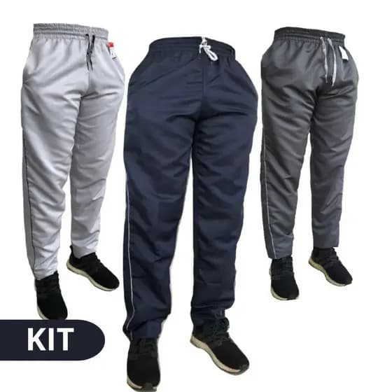 Kit 10 ou 5 Calças Masculina Tactel Lisa Com 3 Bolsos Esporte Caminhada Academia Frio