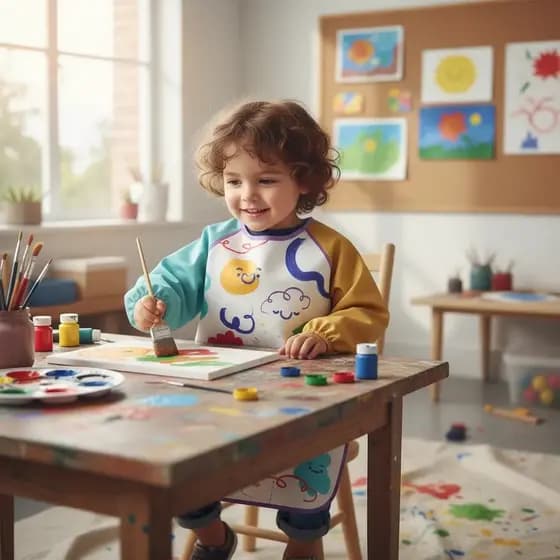 Avental Infantil Escola Artes Pintura Manga Longa Com Bolso
