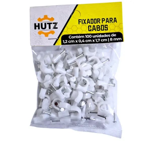 Fixador De Cabos 8mm Miguelão Fixa Fio c/100 Unidades Pacote