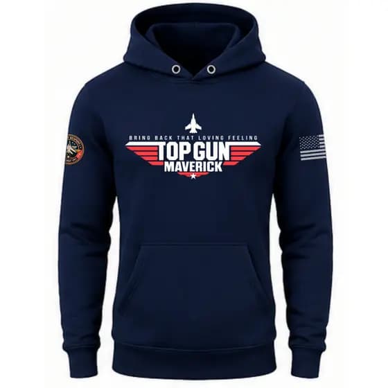 Moletom Canguru Unissex Flanelado Com Capuz Blusa de Frio Estampada Top Gun Maverick