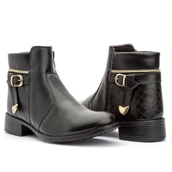 Bota Feminina Botinha Cano Curto saltinho baixo