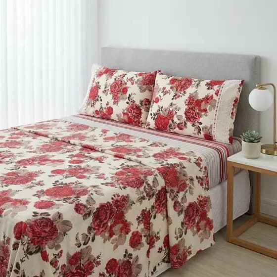 Lençol Queen 2,20m x 2,40m de Cobrir Superior Linha Charme Lindas Estampas Para Cama Box