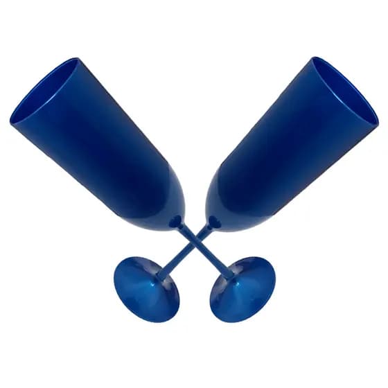 Kit 10 Taças De Champanhe Espumante Acrílico Azul Pérola