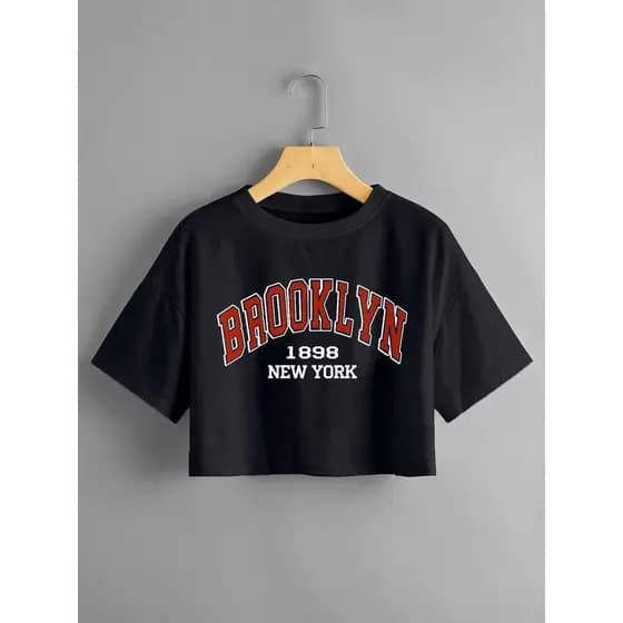 Cropped Feminina 100% Algodão Brooklyn New York