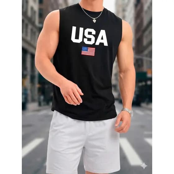 Regata machão Masculina P ao G5 100% Algodão EUA Usa G1 G2 G3 G4